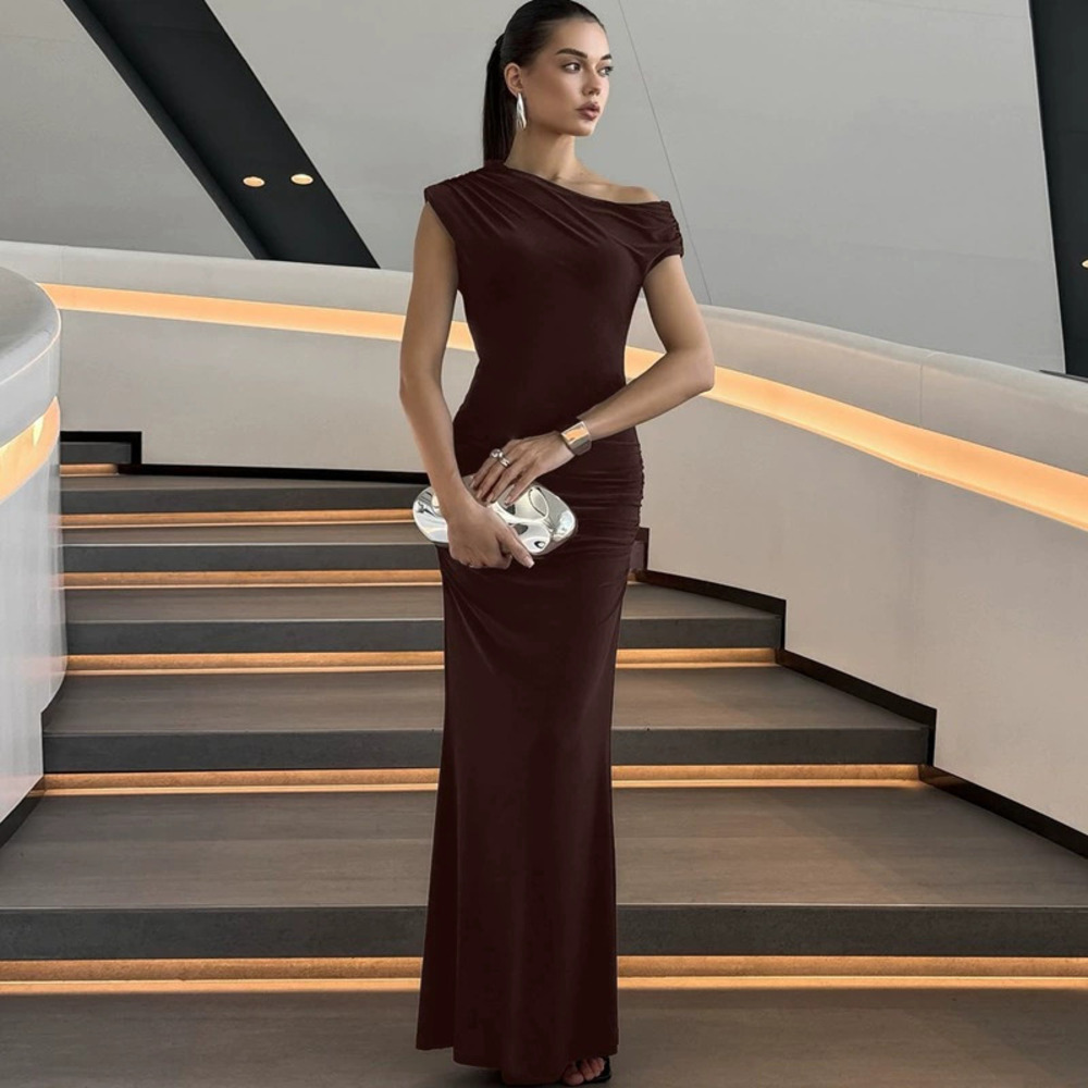 Zara Summer Off Shoulder Solid Color Long Dress